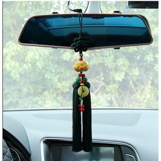 Khánh liên hoa - đài sen gắn đồng điếu may mắn, ngọc bội đeo ô tô trang trí treo gương ô tô