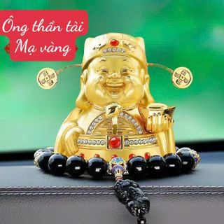 Tượng Thần Tài Mạ Vàng Đính Đá Có Nước Hoa Trang Trí Taplo Ô Tô, Nhà Cửa - Làm Quà Tặng