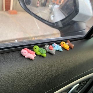 Bộ Mô Hình 6 Con Vật Mini Cute Trang Trí Nội Thất Xe Hơi Chức Năng Gắn Keo Chống Trượt