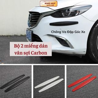 Bộ 2 Miếng Dán Carbon Bảo Vệ Tấm Cản Trước Xe Ô Tô Chống Va Đập Góc Xe khaihuyauto