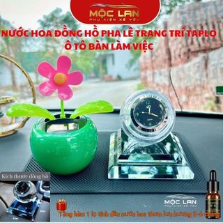 Trang Trí Taplo Ô Tô - Nước Hoa Đồng Hồ Thủy Tinh Pha Lê Đặt Bàn Làm Việc Tặng Kèm Tinh Dầu