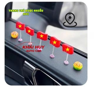 (Giá Tốt)Set Cờ Việt Nam mini lò xo lắc lư trang trí taplo xe hơi & xe máy