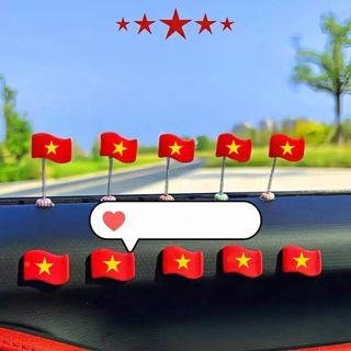 (Giá Tốt)Set Cờ Việt Nam mini lò xo lắc lư trang trí taplo xe hơi & xe máy