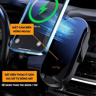 Giá Đỡ Điện Thoại Không Dây C2 Kèm Sạc Điện Thoại Găn Cửa Gió Điều Hoà Xoay 360 Độ Nhỏ Gọn- Tiện Lợi