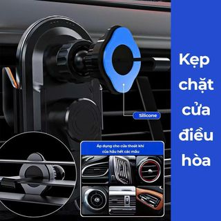 Giá Đỡ Điện Thoại Không Dây C2 Kèm Sạc Điện Thoại Găn Cửa Gió Điều Hoà Xoay 360 Độ Nhỏ Gọn- Tiện Lợi