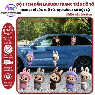 Bộ 2 Tem Dán LABUBU Dễ Thương Trang Trí Cột A Ô Tô,Trang Trí Cửa Kính Xe Hơi, Sáng Tạo Độc Lạ