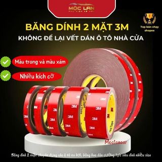 (30 Mét) Băng Dính 2 Mặt Chuyên Dụng Cho Ô Tô Xe Hơi, Băng Keo Dán Cường Lực Siêu Dính Nhiều Size