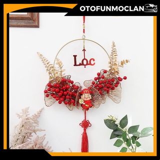 Vòng hoa đào đông tài lộc vượng khí, vòng hoa treo cửa may mắn trang trí ngày Tết Trang Trí Nhà Treo Tường Sức khỏe Giàu có Decor Decor Phòng Phòng Khách