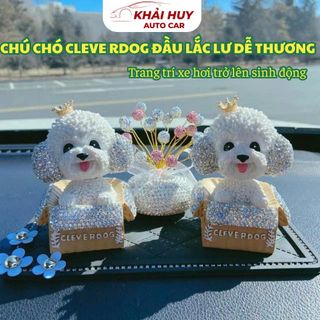 Chú Chó Đính Đá Thông Minh đầu Lắc Lư Ngồi Hộp Giấy Clever Dog - Dễ Thương Đặt Bàn Học Bàn Làm Việc