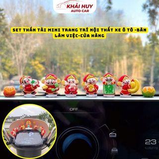 Bộ 6 Tượng Thần Tài Mini Phong Thủy Có Đế Dán – Trang Trí Xe Ô Tô, Bàn Học, Bàn Làm Việc, Cửa Hàng