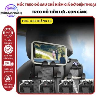 Móc Treo Đồ Gắn Sau Ghế Ô Tô Kiêm Giá Đỡ Điện Thoại 4 Chân Đa Năng Logo Phù Hợp Với Mọi Loại Xe Hơi