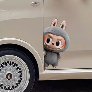 Bộ 2 Tem Dán LABUBU Dễ Thương Trang Trí Cột A Ô Tô,Trang Trí Cửa Kính Xe Hơi, Sáng Tạo Độc Lạ