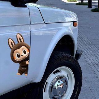 Bộ 2 Tem Dán LABUBU Dễ Thương Trang Trí Cột A Ô Tô,Trang Trí Cửa Kính Xe Hơi, Sáng Tạo Độc Lạ