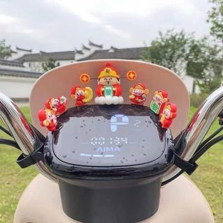 Bộ 6 Tượng Thần Tài Mini Phong Thủy Có Đế Dán – Trang Trí Xe Ô Tô, Bàn Học, Bàn Làm Việc, Cửa Hàng