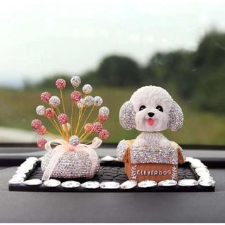 Chú Chó Đính Đá Thông Minh đầu Lắc Lư Ngồi Hộp Giấy Clever Dog - Dễ Thương Đặt Bàn Học Bàn Làm Việc