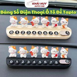 Bảng Số Điện Thoại Ô Tô Để Taplo Hình Mèo Lucky Cat Car - Giải Pháp Khi Dừng Đỗ Xe