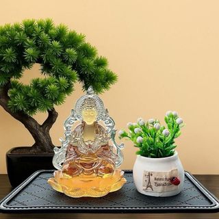 Bộ Sưu Tập Tượng Phật Lưu Ly Pha Lê Kết Hợp Vật Phẩm Phong Thủy Mang Lại Bình An
