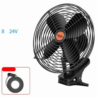Quạt Đen 12v, 24v Kẹp Trên Ô Tô, Xe Hơi, Xe Tải Có Lồng Sắt Cao Cấp Kẹp Bình Ắc Quy Thiết Kế Nhỏ Gọn Bán Kính 22cm