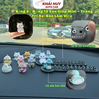 Bảng Số Đứng 12 Con Giáp Mini – Trang Trí Xe & Bàn Làm Việc Khaihuyauto