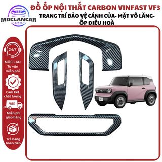Bộ Ốp Nội Thất Carbon Cho VinFast VF3 – Ốp Vô Lăng, Tay Nắm Cửa, Ốp Điều Hoà Sang Trọng, Dán Sẵn Băng Keo