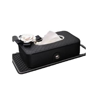 Hộp Giấy Ăn Hoa Trà Trắng vÀ Hồng Bọc Da PU Cao Cấp Đính Đá Để Ô Tô - Hộp Đựng Giấy Ăn Trên Xe Hơi