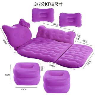 Giường Hơi Ô Tô Du Lịch Cho Bé & Người Lớn – Mickey / Hello Kitty | Nhung Êm Ái, Kèm Bơm & Tựa Chân