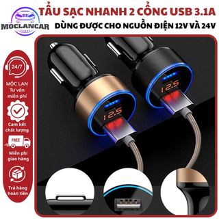 Tẩu Sạc Nhanh 5v 3.1A Trên Xe Ô Tô Chất Lượng Cao,tẩu sạc Ô tô