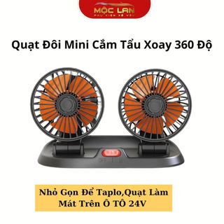 Quạt Đôi Mini Cắm Tẩu Xoay 360 Độ Nhỏ Gọn Để Taplo,Quạt Làm Mát Trên Ô TÔ 24V Dành Cho Xe Tải