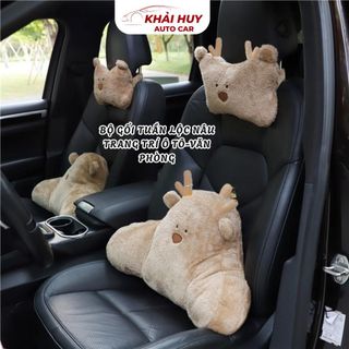 Gối Tựa Đầu Tựa Lưng Nhồi Bông Tuần Lộc Thoải Mái Họa Tiết Dễ Thương Cho Ghế Ngồi Xe Hơi khaihuyauto