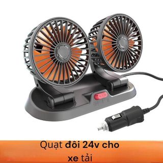 Quạt Đôi Mini Cắm Tẩu Xoay 360 Độ Nhỏ Gọn Để Taplo,Quạt Làm Mát Trên Ô TÔ 24V Dành Cho Xe Tải