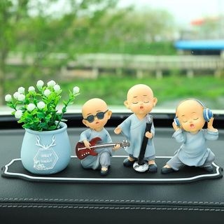 [Giá Rẻ] Bộ Decor Trang Trí Taplo Ô Tô Ban Nhạc Nhà Sư Vui Nhộn , Phụ Kiện Xe Hơi Sáng Tạo, Hoặc Để Bàn Làm Việc Nội Thất