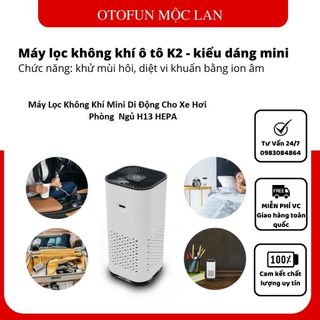 Máy lọc không khí ô tô K2 Với Bộ Lọc mini khử mùi hôi diệt vi khuẩn bằng icon âm HEPA