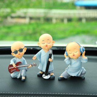 [Giá Rẻ] Bộ Decor Trang Trí Taplo Ô Tô Ban Nhạc Nhà Sư Vui Nhộn , Phụ Kiện Xe Hơi Sáng Tạo, Hoặc Để Bàn Làm Việc Nội Thất