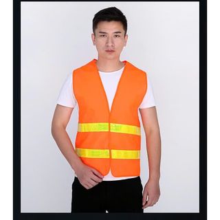 Áo Bảo Hộ Phản Quang Không Tay An Toàn Khi Giao Thông, Bảo Hộ Lao Động Vải Polyester Siêu Nhẹ