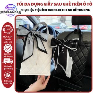 Túi Đựng Khăn Giấy Treo Sau Ghế Xe Hơi Phong Cách Bắc Âu Sang Trọng - Túi Thắt Nơ Nữ Tính