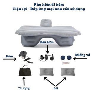 Đệm Hơi Ô Tô Sóng Thẳng (Tặng Kèm Bơm) Chất Liêu Nhung Cao Cấp Loại Dày Dặn Cho Xe 5-7 Chỗ khaihuyauto