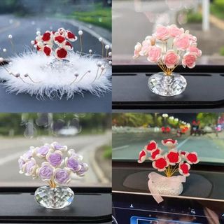 (Decor) Lọ Hoa Hồng Pha Lê Trang Trí Taplo Xe Ô Tô, Bàn Làm Việc Văn Phòng Sang Trọng & Tinh Tế