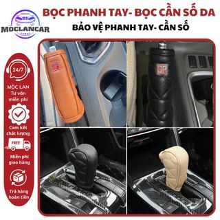 Bọc Cần Số Phanh Tay Da Cho Xe Ô Tô Loại Tay Nắm Cần Số Tròn Bọc Da In Chữ HD - Mộc Lan Car