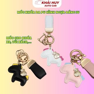 Móc Khóa Da PU Hình Ngựa Hoạt Hình Đáng Yêu Trang Trí Móc Khóa Xe , Túi Xách