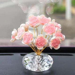 (Decor) Lọ Hoa Hồng Pha Lê Trang Trí Taplo Xe Ô Tô, Bàn Làm Việc Văn Phòng Sang Trọng & Tinh Tế