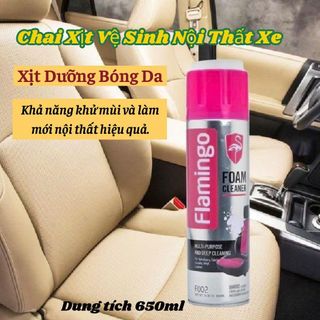 Chai Vệ Sinh Bọt Tuyết Foam 650ml và Xịt Dưỡng Bóng Da 500ml Đồ Nội Thất Ô Tô FLAMINGO