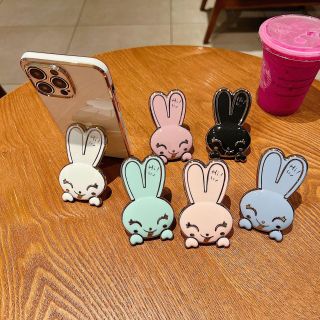 Phụ Kiện Giá Đỡ Điện Thoại Để Bàn Siêu Mỏng Họa Tiết Thỏ Hoạt Hình 3D Cao Cấp