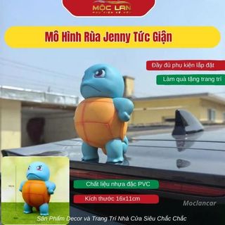 Mô Hình Rùa Jenny Gắn Xe Ô Tô, Xe Máy, Decor Bàn Làm Việc Siêu Ngầu Cao 16cm rùa  phun