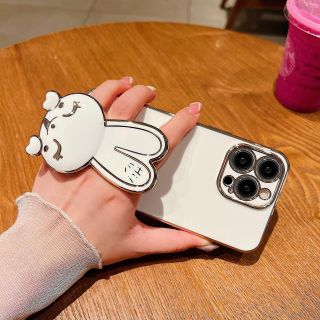 Phụ Kiện Giá Đỡ Điện Thoại Để Bàn Siêu Mỏng Họa Tiết Thỏ Hoạt Hình 3D Cao Cấp
