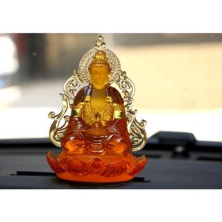 Tượng Phật Bà Quan Âm Tọa Đài Sen Đá Lưu Ly Cao Cấp , Trang Trí Taplo Ô Tô khaihuyauto