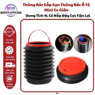 Thùng Rác Gấp Gọn Thùng Rác Ô Tô Mini Co Giãn Dung Tích 4L Có Nắp Đậy Cực Tiện Lợi moclancar