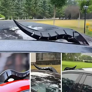 Cặp Sừng Rồng Đen Vân Carbon, Đen Bóng 3D Trang Trí Nóc Xe Ô Tô, Xe Máy Miếng Dán Chắc Chắn,Chịu Được Nhiệt Độ Môi Trg