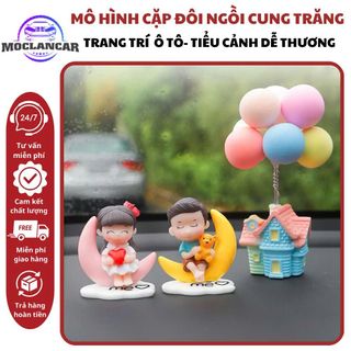 Mô Hình Cặp Đôi Ngồi Cung Trăng -Trang Trí Taplo Ô Tô, Bàn Học, Bàn Làm Việc, Tiểu Cảnh Dễ Thương