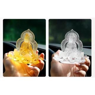 Tượng Phật Bà Quan Âm Tọa Đài Sen Đá Lưu Ly Cao Cấp , Trang Trí Taplo Ô Tô khaihuyauto