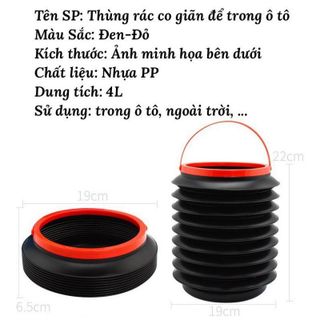 Thùng Rác Gấp Gọn Thùng Rác Ô Tô Mini Co Giãn Dung Tích 4L Có Nắp Đậy Cực Tiện Lợi moclancar